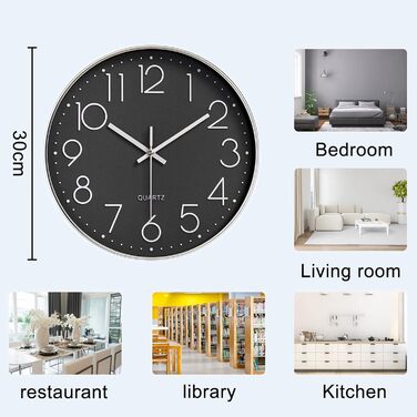 Настінний годинник Nutabevr 30 см, сучасний кварцовий безшумний настінний годинник круглий без цокання декоративний настінний годи