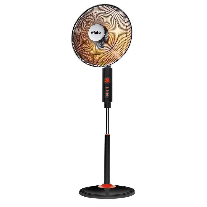 Білий електричний галогенний обігрівач з низькою енергоефективністю, вентилятор для ванної кімнати з параболічною структурою та вуглецевим філаментом (Platana) Piantana