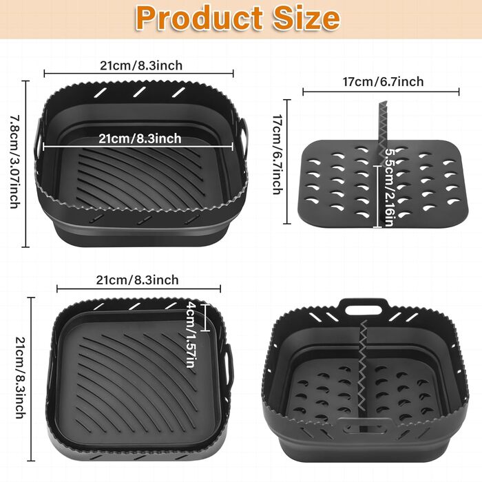 Силіконова форма для фритюрниці Hivio для фритюрниці Philips XL 6.2L/Ninja Speedi ON400EU, аксесуари для фритюрниці Силіконова форма Фритюрниця з роздільниками для фритюрниці COSORI 5.5 л XXL