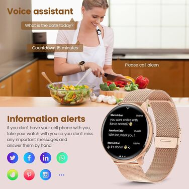 Жіночий смарт-годинник із функцією телефону, круглий смарт-годинник 1,39 дюйма з SpO2, 24-годинним монітором серцевого ритму, монітором артеріального тиску, монітором сну, фітнес-трекером із понад 120 спортивними режимами та крокоміром для iOS та Android 