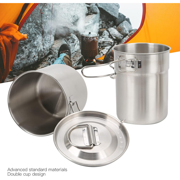 Складана кемпінгова чашка/кухоль/кемпінговий горщик, 2 шт. зовнішня пляшка/чашка з нержавіючої сталі/легкий кемпінговий горщик/рюкзачний посуд