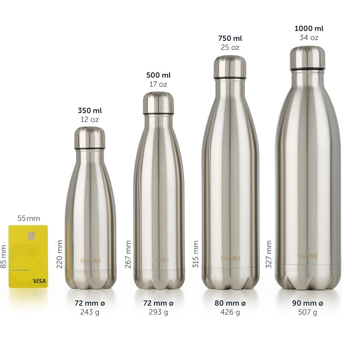 Пляшка для пиття Blumtal з нержавіючої сталі Charles - Термос пляшка 500 мл - Термопляшка для пиття без BPA Cold&Warm - герметична