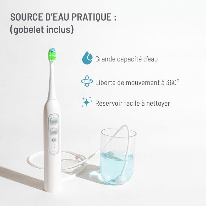 Електрична зубна щітка 3-в-1 Щітки Іригатор Очищення від накипу 48 000 вібрацій/хв USB-перезарядка Для чутливих ясен та брекет-систем