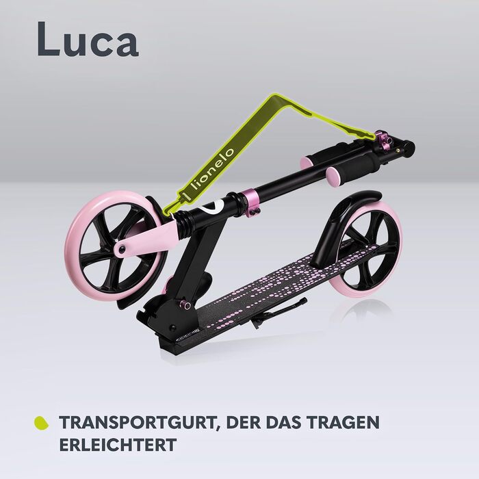 Самокат LIONELO Luca для дітей та дорослих, складаний, до 100 кг, Standard Rosa