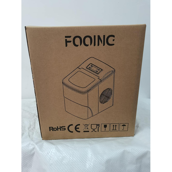 Машина для виробництва кубиків льоду FOOING Льодогенератор Кубик льоду готовий за 6 хвилин 2-літровий льодогенератор з лопатою для льоду та кошиком Світлодіодний дисплей Машини для кубиків льоду для домашнього бару Black