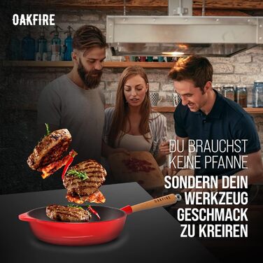 Чавунна сковорода Oakfire сковорода сотейник сковорода емальована 28см індукційна чавунна з антипригарною патиною, емаль. (червона