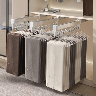 Висувна вішалка для одягу, компактна вішалка для штанів, тримач для штанів високої вантажопідйомності для шафи, висувна вішалка для одягу, висувна вішалка для одягу з функцією штовхання та висування (300 мм/11,81 дюйма)