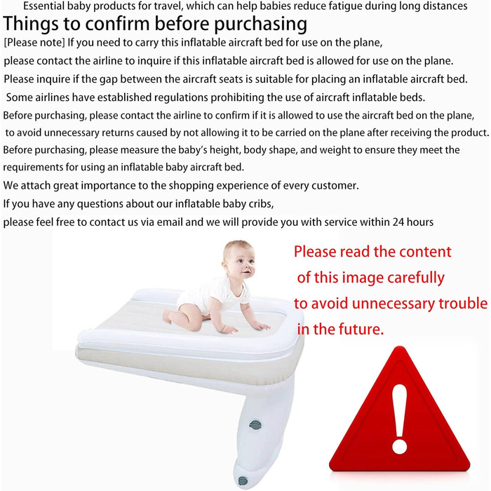 Надувне ліжко-літак для малюків Дитяче ліжко-літак для подорожей Надувне ліжко для малюків Ліжко-літак для немовлят Підходить для більшості літаків економ-класу