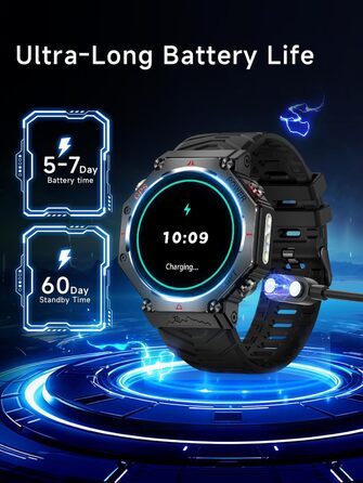Смарт-годинник для чоловіків, військовий смарт-годинник 2026 року, спортивний годинник, фітнес-годинник 1,39 дюйма для Android та iOS, водонепроникний фітнес-трекер з функцією телефону/серцевий ритм/AI/ChatGPT/понад 100 спортивних режимів, класичний