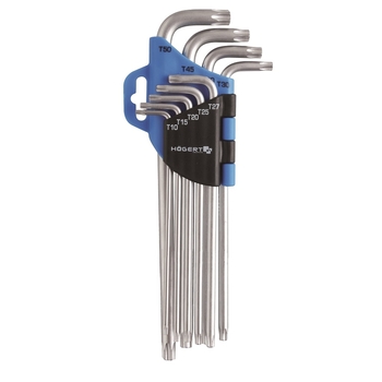 Набір Г-подібних подовжених ключів TORX HOEGERT 10 - 50 (HT1W818)