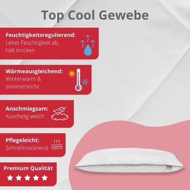 Улюблена 194583 Подушка Стьобана подушка Дихаюча верхня частина з прохолодної тканини Регульована висота Мікрофібра Зроблено в ЄС Стандарт Oeko-Tex 100 Можна прати при 60 градусах 80 x 80 см, біла, (1 упаковка) 1