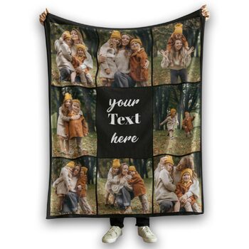 Персоналізована фотоковдра Ferocity з 8 вашими фотографіями 150x200 см Диванна ковдра Суперм&39яка надзвичайно затишна ковдра для родини, друзів, братів і сестер, веселий подарунок Чорний колаж 081 150 x 200 см