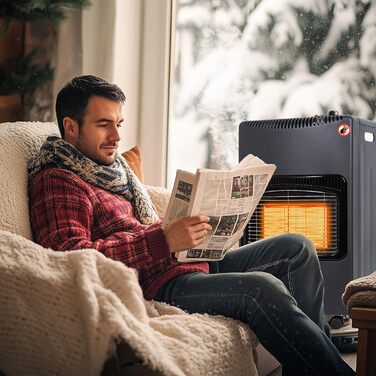 Керамічний газовий обігрівач Todeco потужністю 4200 Вт, чорний, 3 режими нагріву, включаючи регулятор тиску, газовий шланг, керамічний газовий обігрівач для балконів та добре провітрюваних приміщень у приміщенні та на відкритому повітрі