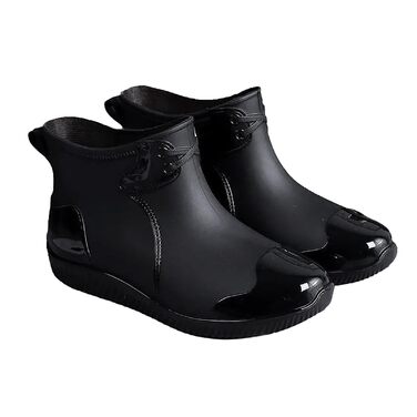 Універсальне чоловіче легке гумове робоче взуття, чоловіче коротке гумове взуття, взуття для риболовлі на свіжому повітрі, широкі гумові чоботи до литок, нековзні короткі чоботи на платформі, водне взуття, чоботи без шнурівки, водонепроникні, розмір 44 EU