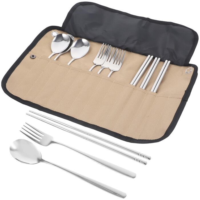 Набір столових приборів для кемпінгу CALLARON із сумкою, що згортається, легкий нейлоновий посуд для пікніка для походів, барбекю та використання на свіжому повітрі