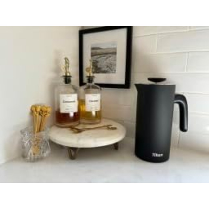 Френч-прес з нержавіючої сталі Подвійний стінний пилосос Thermo Coffee Ready Посудомийна машина безпечна чорна, 1L