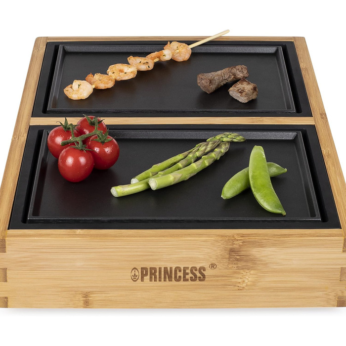 Настільний гриль Princess Dinner4All Pure з бамбуковим корпусом 4x210 Вт, 4 нагрівальні та 4 керамічні плити, кабель 2 м, на 4 особи (104040)