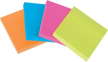 Стікери Super Sticky Notes, упаковка з 24 блокнотів, 90 аркушів на блокнот, 76 мм x 76 мм, кольори зелений, рожевий, синій, помаранчевий - надзвичайно міцні наліпки для нотаток, списків справ і нагадувань (багатобарвний, стандартний, набір наліпок 76 x 12