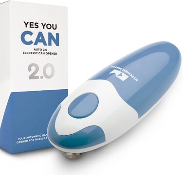 Електричний консервний нож Kitchen Mama V2 - Покращене лезо відкриває будь-яку форму банки, консервний ніж без гострих країв, гігієнічний, компактний та акумуляторний - Blue Grey