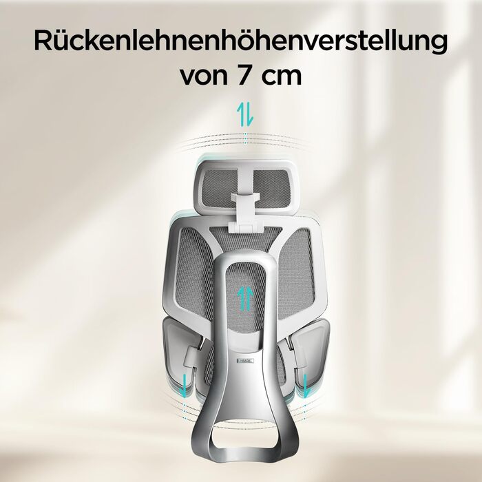 Ергономічне офісне крісло Hbada E3 Air з 3-зонною динамічною поперековою підтримкою, стілець для роботи з 3D-регульованим підголівником, 3D-регульованими підлокітниками, сірий колір E3 Air