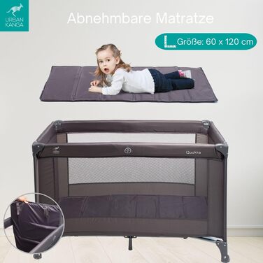 Дитяче ліжечко Urban Kanga QK з боковим відкриттям 60x120 см (ліжечко QK, темно-сіре)