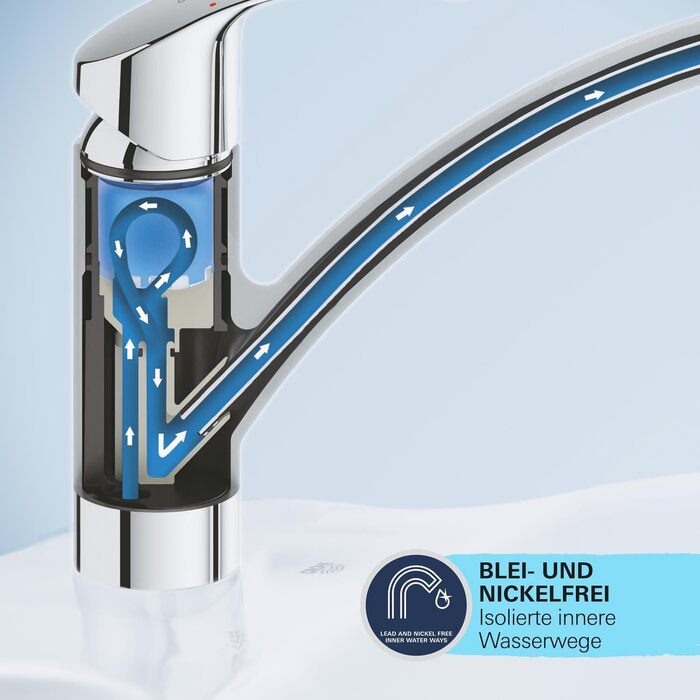 Кухонний змішувач GROHE Start Flow з високим виливом, поворот на 360, легкий монтаж без інструментів, хром, 31555001