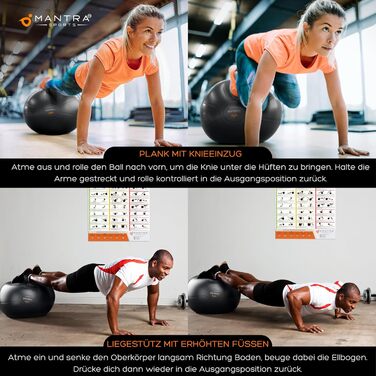 Гімнастичний м&39яч MANTRA SPORTS м&39яч для сидіння з антилопою, балансувальний м&39яч для вагітних та йоги м&39яч для пілатесу для офісу та тренування спини з насосом, чорний, розмір L (для зросту 1,61 м 1,78 м)