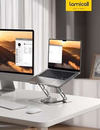 Підставка для ноутбука Lamicall регульована, поворотна на 360, алюмінієва, складана. Ергономічна підставка для Macbook Pro/Air та інших ноутбуків 10-17,3 дюймів для дому та офісу срібляста.