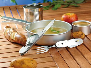 Кемпінговий ніж PEARL набір із 3 складних столових приборів з нержавіючої сталі 9-в-1 для кемпінгу та активного відпочинку (складні столові прибори для пікніка, кишеньковий ніж, складаний)