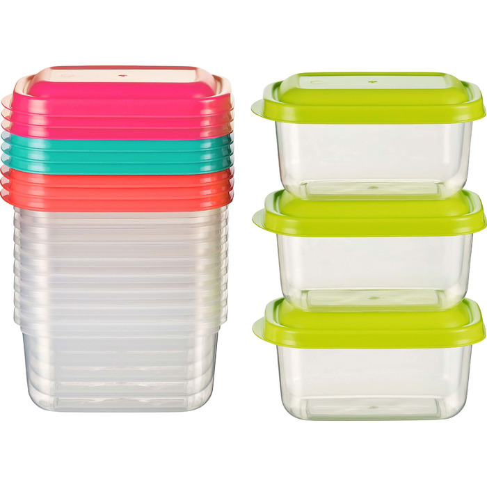 Міні-контейнери для заморожування 12x0,25 л прямокутні різнокольорові герметичні контейнери для зберігання з кришками контейнери для зберігання продуктів з кришками кухонні контейнери для приготування та організації їжі австрійська якість 0,25 л прямокутн