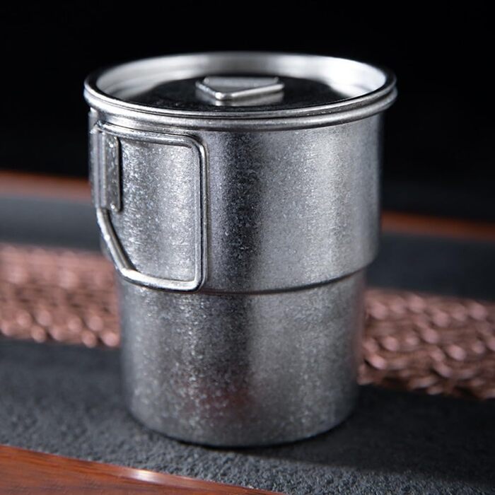 Кавова кружка Ti Coffee Mug 300 мл зі складною ручкою, що штабелюється для кемпінгу на свіжому повітрі, легка, стійка до іржі, нековзка ємність для пиття, матова