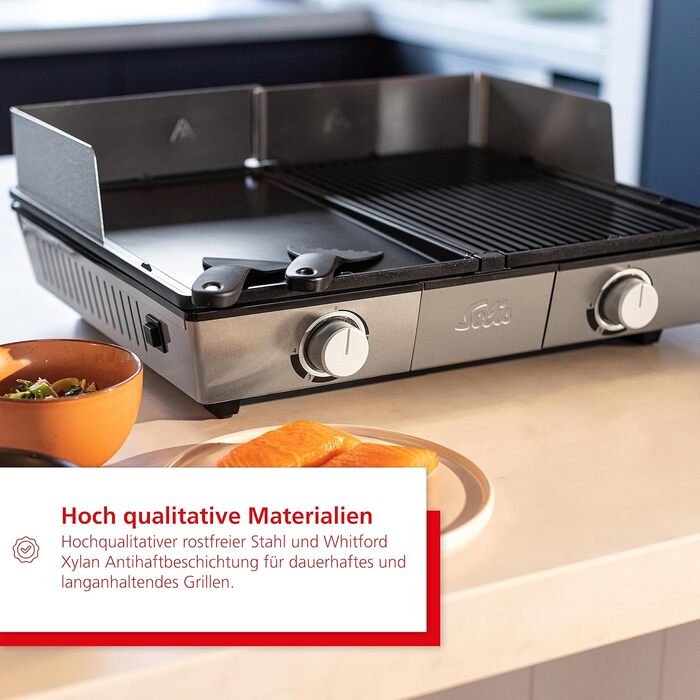 Електричний гриль - Гриль включаючи захист від бризок і 2 лопатки - Настільний гриль електричний - Нержавіюча сталь одинарна, 7951 -