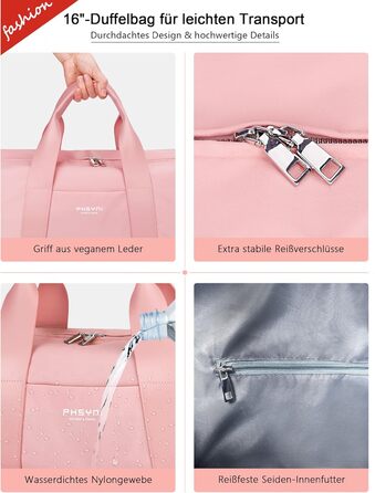 Спортивна сумка 16 дюймів для жінок та дітей, з відділенням для взуття та роздільником для вологих/сухих речей, рожева, малий розмір 16 дюймів