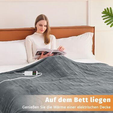 Підігріта ковдра BOMOVA з автоматичним вимкненням, пухнаста різдвяна ковдра, 10 налаштувань температури та 5-годинний таймер для дому, подарунки для жінок, різдвяна прикраса для ліжка/дивана, 130x180 см, сірий