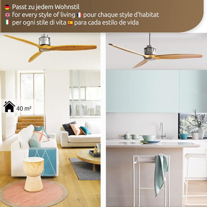 Стельовий вентилятор Akmani, вентилятор в комплекті з пультом дистанційного керування, сучасний стельовий вентилятор з 3 лопатями