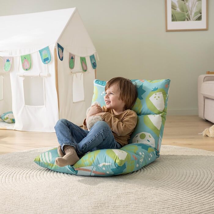 Дитяче крісло howa 2 в 1 - дитячий шезлонг, підлогове крісло з функцією відкидання, подушка сидіння зі спинкою, підлогове крісло з 6-позиційною регульованою спинкою для дітей 8604