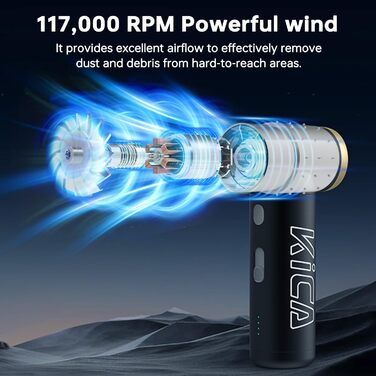 Електричний металевий пилосос Kica JetFan 2S - 117000 об./хв., міні-повітряний повітродувник з плавним керуванням і кнопкою Turbo, портативний розпилювач стисненого повітря для ПК, автомобіля, офісу, дивана - зелений (JetFan 2 Upgrade)