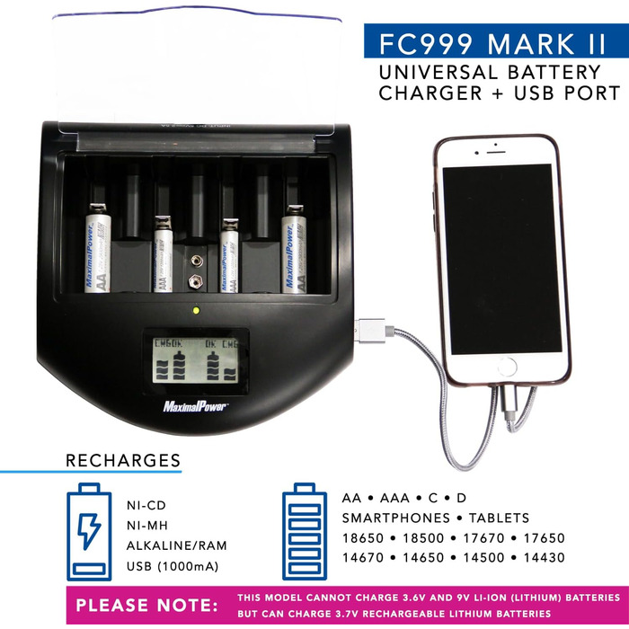 Зарядний пристрій максимальної потужності для 8 батарей (Ni-MH/Ni-CD, AA/AAA, 8 шт. ) FC999 Mark II