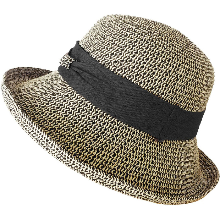 Жіночий регульований літній сонцезахисний капелюх TOSKATOK, модний складний капелюх-трилбі з козирками, один розмір, чорний/бежевий