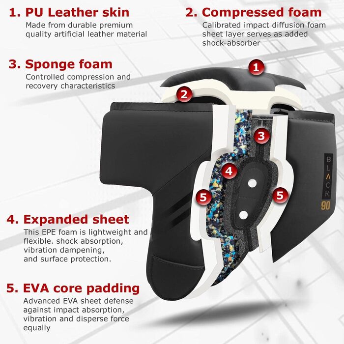 Боксерський шолом Mytra Fusion з регульованим ремінцем, підходить для MMA, муай-тай, спарингу, бойових мистецтв, карате, розмір L, чорний