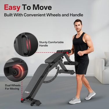 Регульована силова лава JOROTO MD65, багатофункціональна силова лава для домашнього використання, тренувальна лава з максимальним навантаженням 800 кг, 9-позиційна регульована спинка та 3-позиційне регульоване сидіння для фітнесу