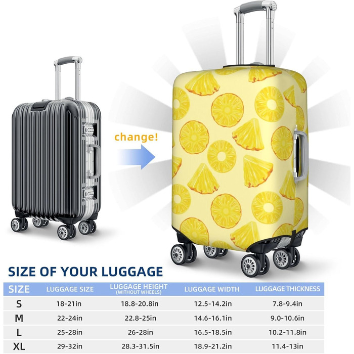 Чохол на валізу Ананас, м'який, чорний, маленький