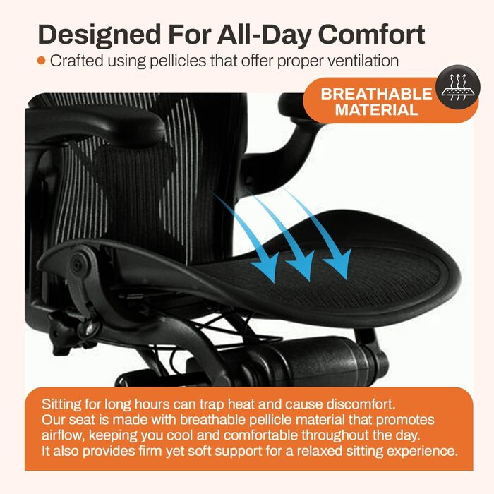 Запасне сидіння FOAMON для Herman Miller Classic Aeron розміру B середнього розміру (чорна сітка)