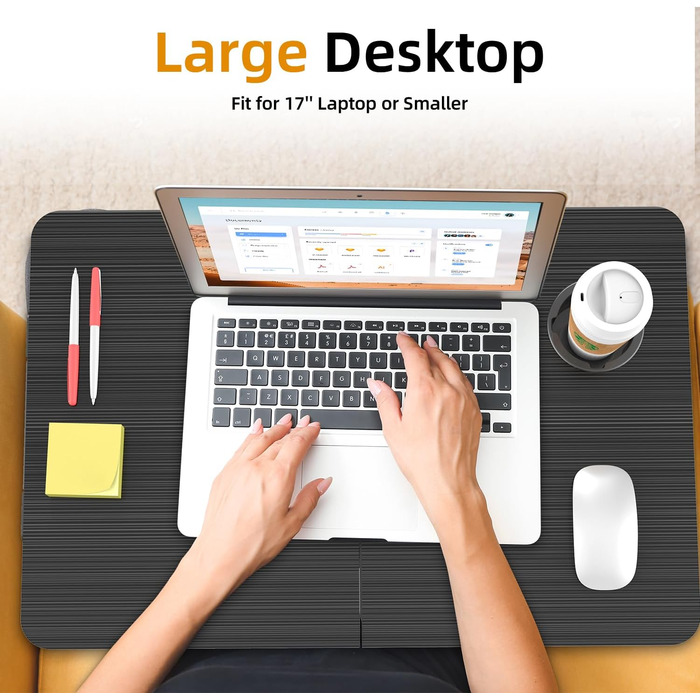 Складаний ноутбук-стіл BUYIFY, портативний стіл для ноутбука на коліна, приліжкова поличка, піднос з підставкою для чашки, чорний