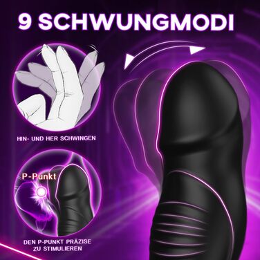 Анальний вібратор Bestvibe, з подвійним мотором, функцією поштовхів, роликовими кульками та ерекційним кільцем, чорний, силіконовий