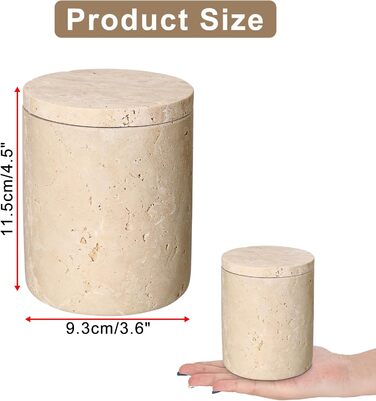 Травертиновий круглий сучасний ватний диск-диспенсер для ватних дисків з кришкою, тримач для макіяжу, для ванної кімнати, спальні, туалетного столика, раковини, готелю, офісу, жіночі подарунки (9,3x11,5 см)