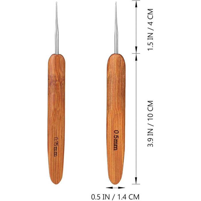 Гачок для вязання гачком SUPVOX 2 шт. Мякі на дотик сталеві дреди Гачок для вязання гачком Інструмент для вязання дредів для плетіння кіс (0,5 мм 0,75 мм)