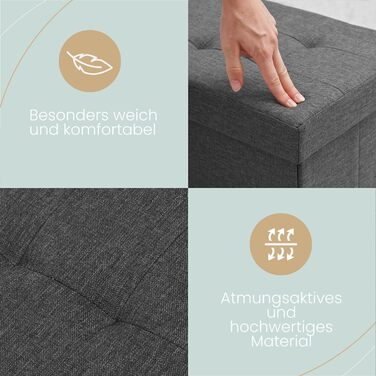 Лавка для зберігання Blumtal 2 додаткові коробки - Лавка для зберігання 110x38x38 см - Скриня для зберігання - Зручний табурет з місцем для зберігання - Пуф - Коробка для зберігання кольору антрацит 110x38x38 см