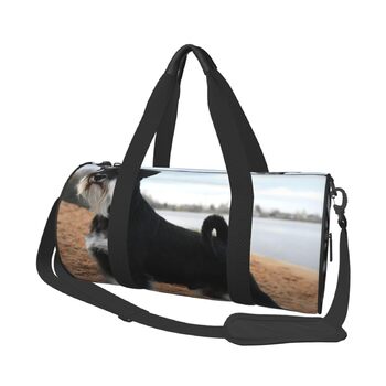 Спортивна сумка, дорожня сумка, дизайн снузер, собака, сумка для ночівлі, чорна, універсальний розмір, дорожня сумка