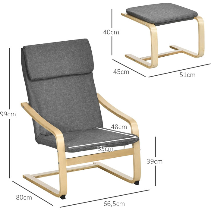 Крісло-реклайнер HOMCOM з підніжкою, крісло для відпочинку з лляним виглядом, сучасне крісло під телевізор, м&39яке крісло для вітальні, спальні, сірий колір